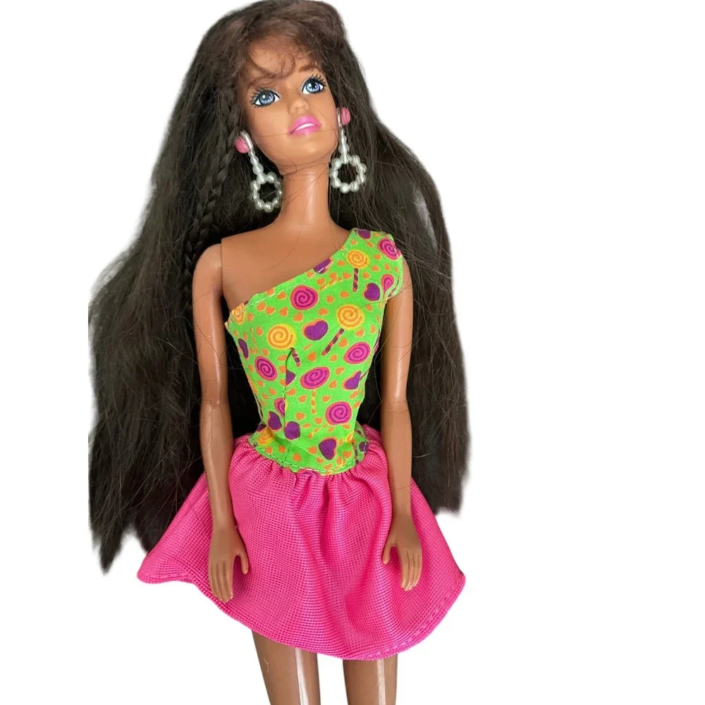 Vintage Mattel Barbie Doll Kira Long Hair Neon Lollipop Dress 90s Retro‎